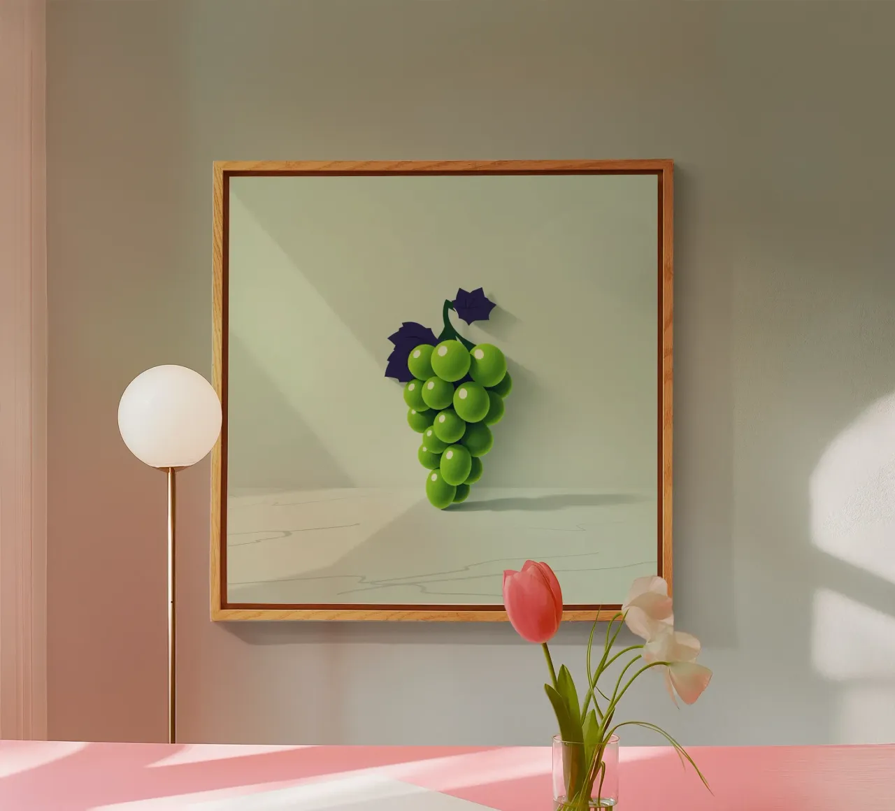 Eine Traube grüner Weintrauben wirft weiche Schatten Acryl-Glas von DesignDoodle