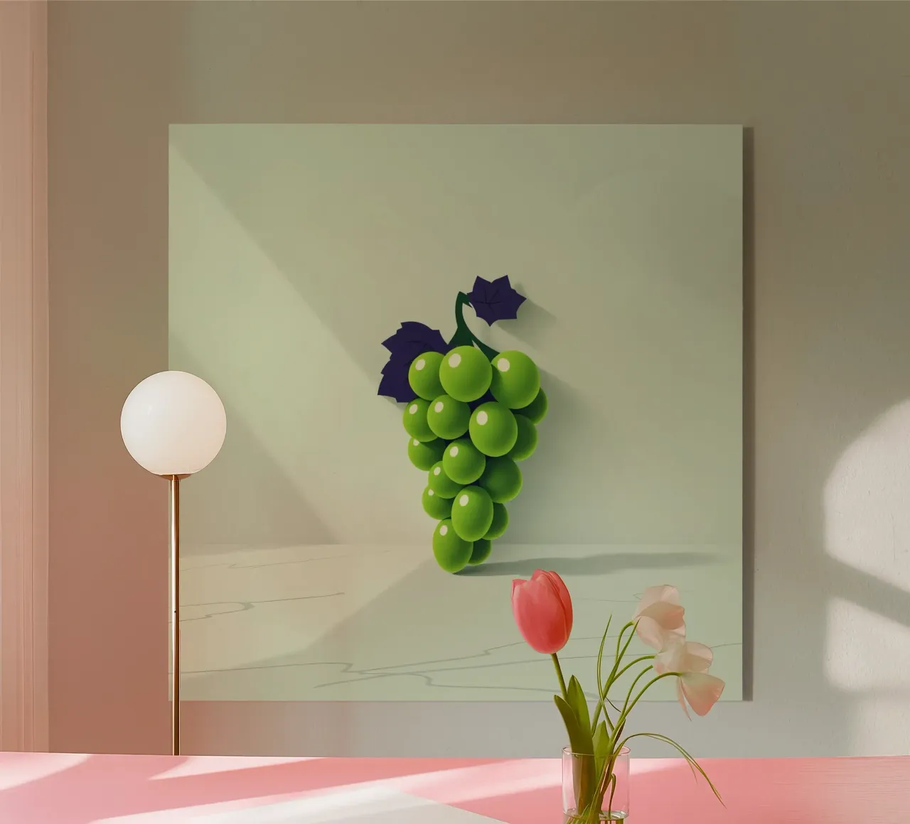 Eine Traube grüner Weintrauben wirft weiche Schatten Acryl-Glas von DesignDoodle