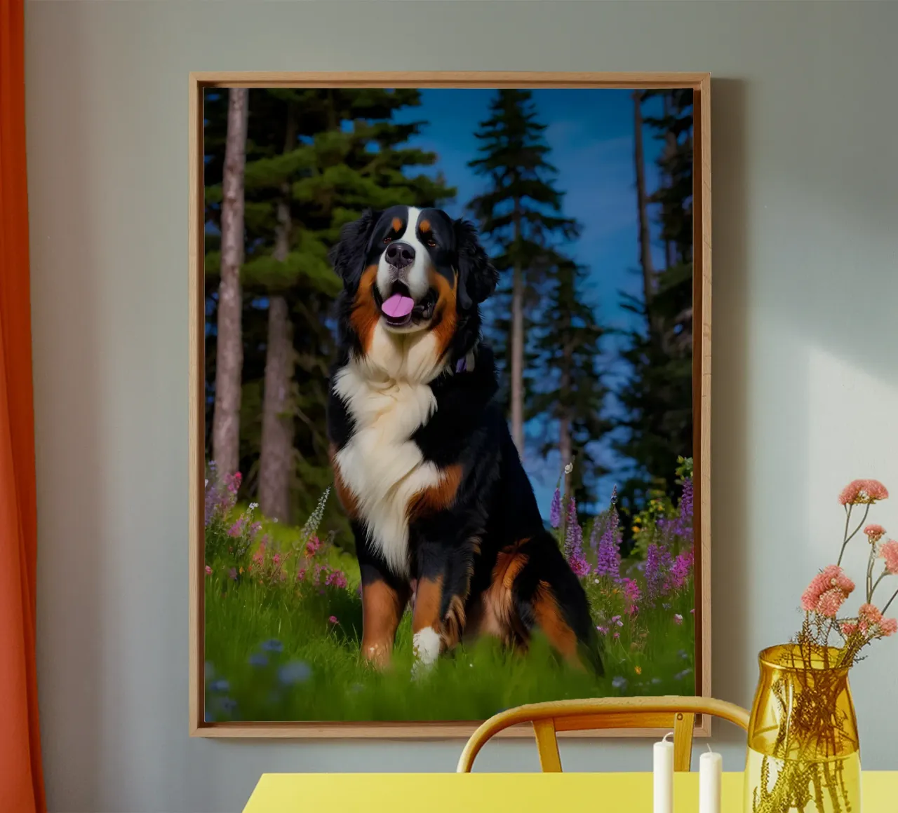 Beautiful Bernese Mountain Dog #100 canvas with Floater frame by Yumis.Beargang.and.Me
