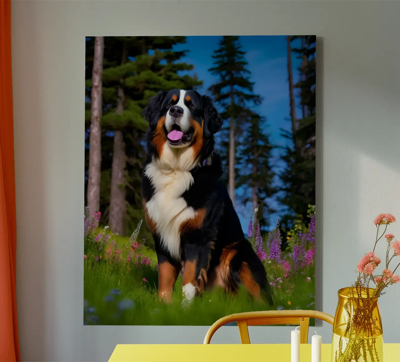 Beautiful Bernese Mountain Dog #100 canvas with Floater frame by Yumis.Beargang.and.Me