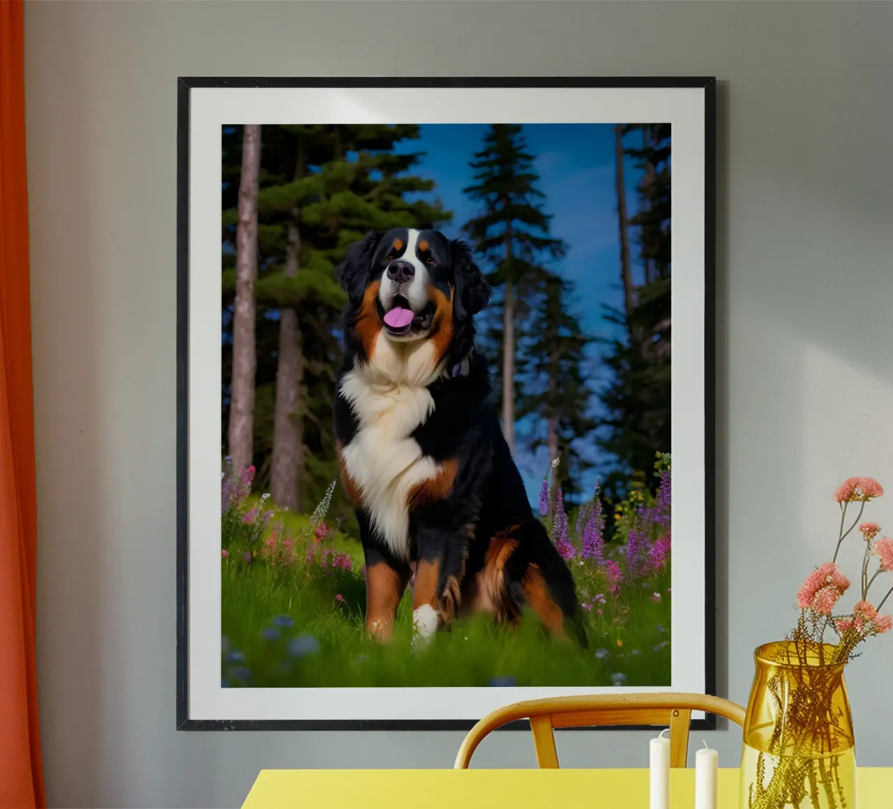 Bellissimo cane da montagna bernese #100 poster con telaio in plastica da Yumis.Beargang.and.Me