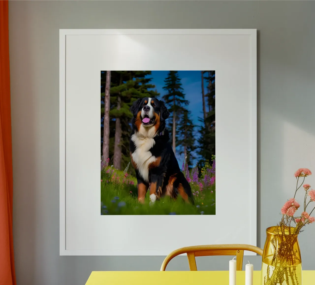 Bellissimo cane da montagna bernese #100 poster con telaio in plastica da Yumis.Beargang.and.Me