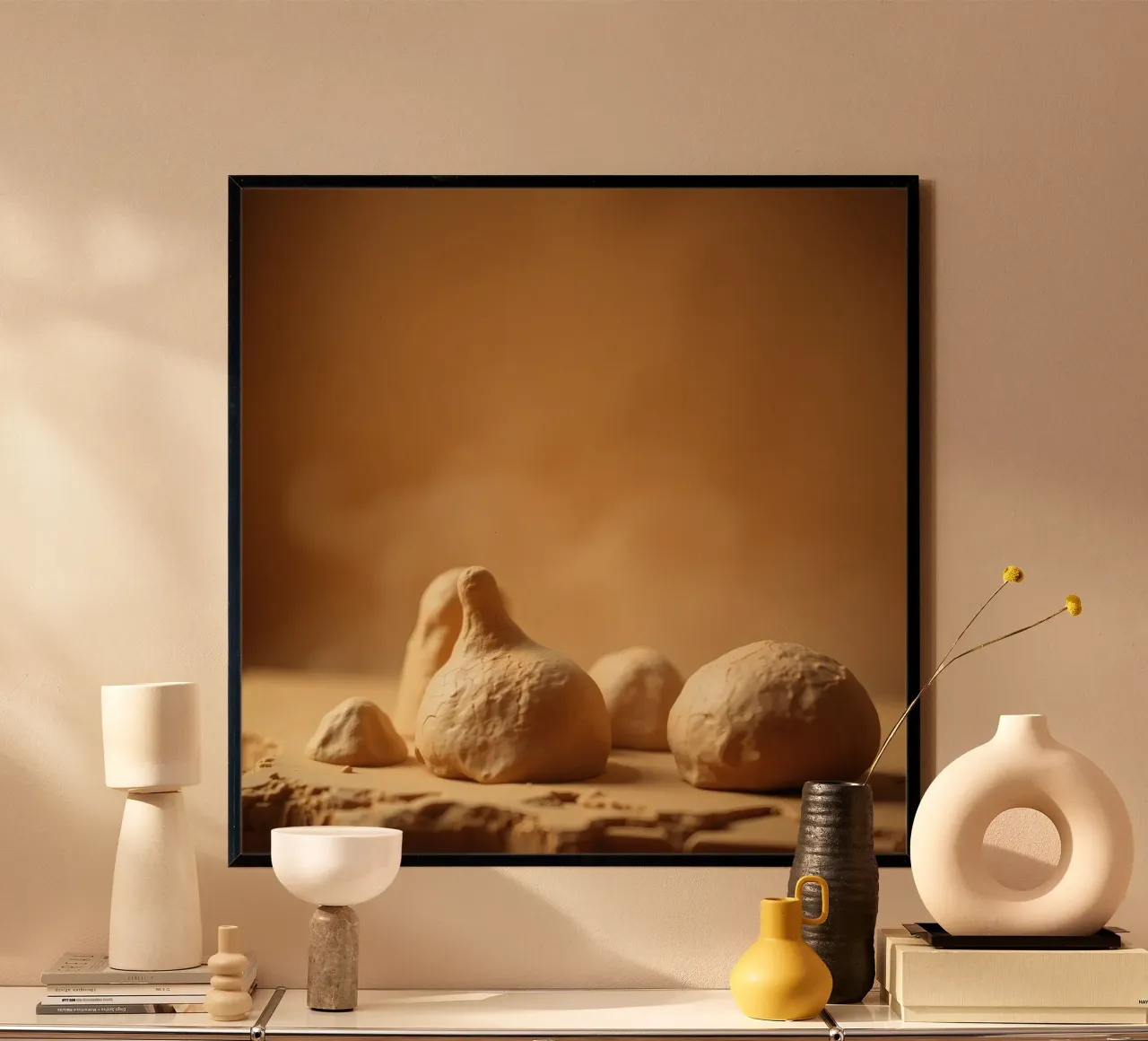 Le sculture in argilla presentano forme e texture uniche poster con telaio in plastica da DesignDoodle