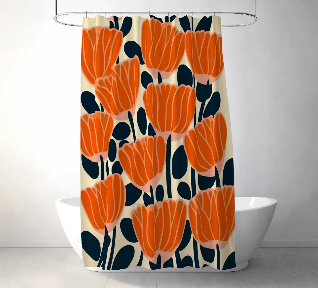Midcentury Revival Poppie  Pattern tenda da doccia da Autofocus