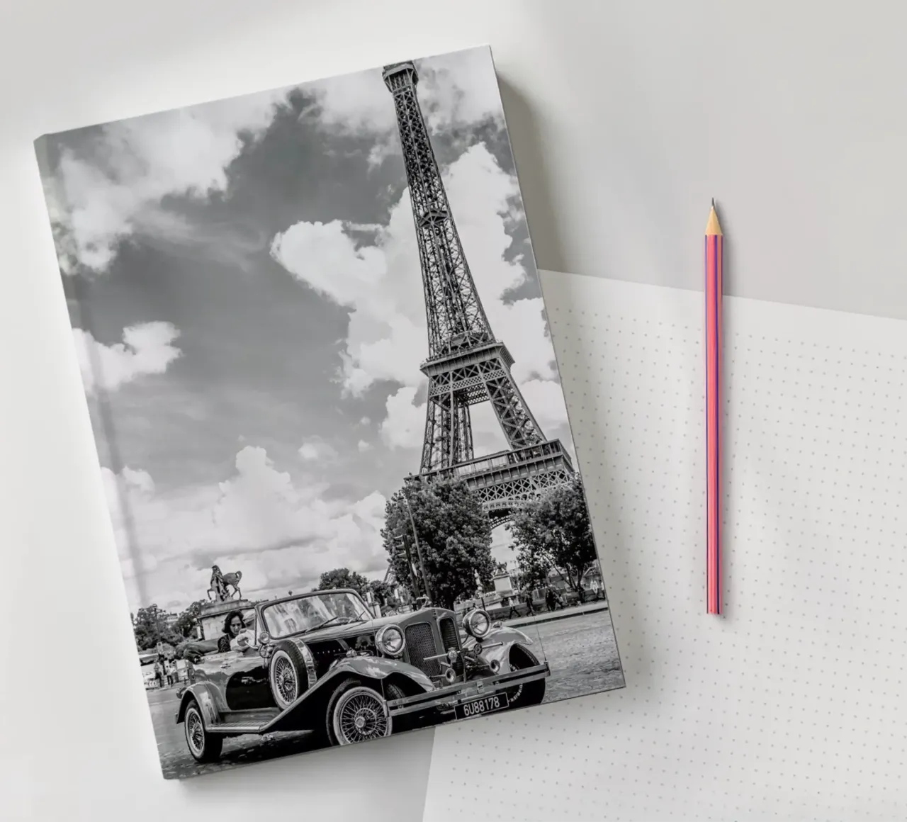 Vintage Car & Eiffel notebook by Magdalena Martin Photography