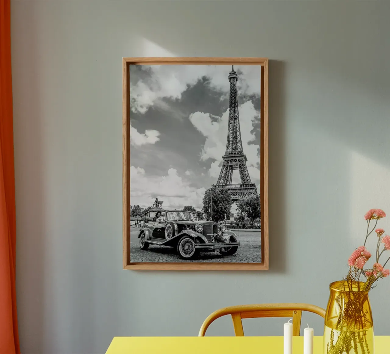 Vintage Car & Eiffel tela con Cornice a cassetta da Magdalena Martin Photography