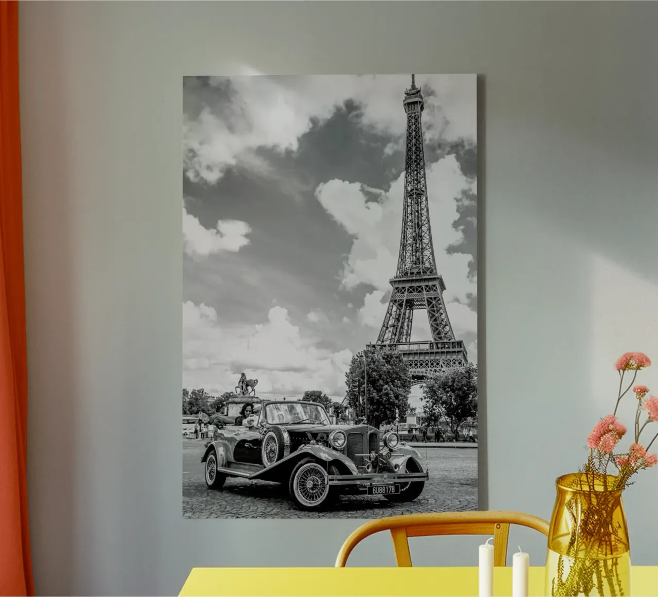 Vintage Car & Eiffel tela con Cornice a cassetta da Magdalena Martin Photography