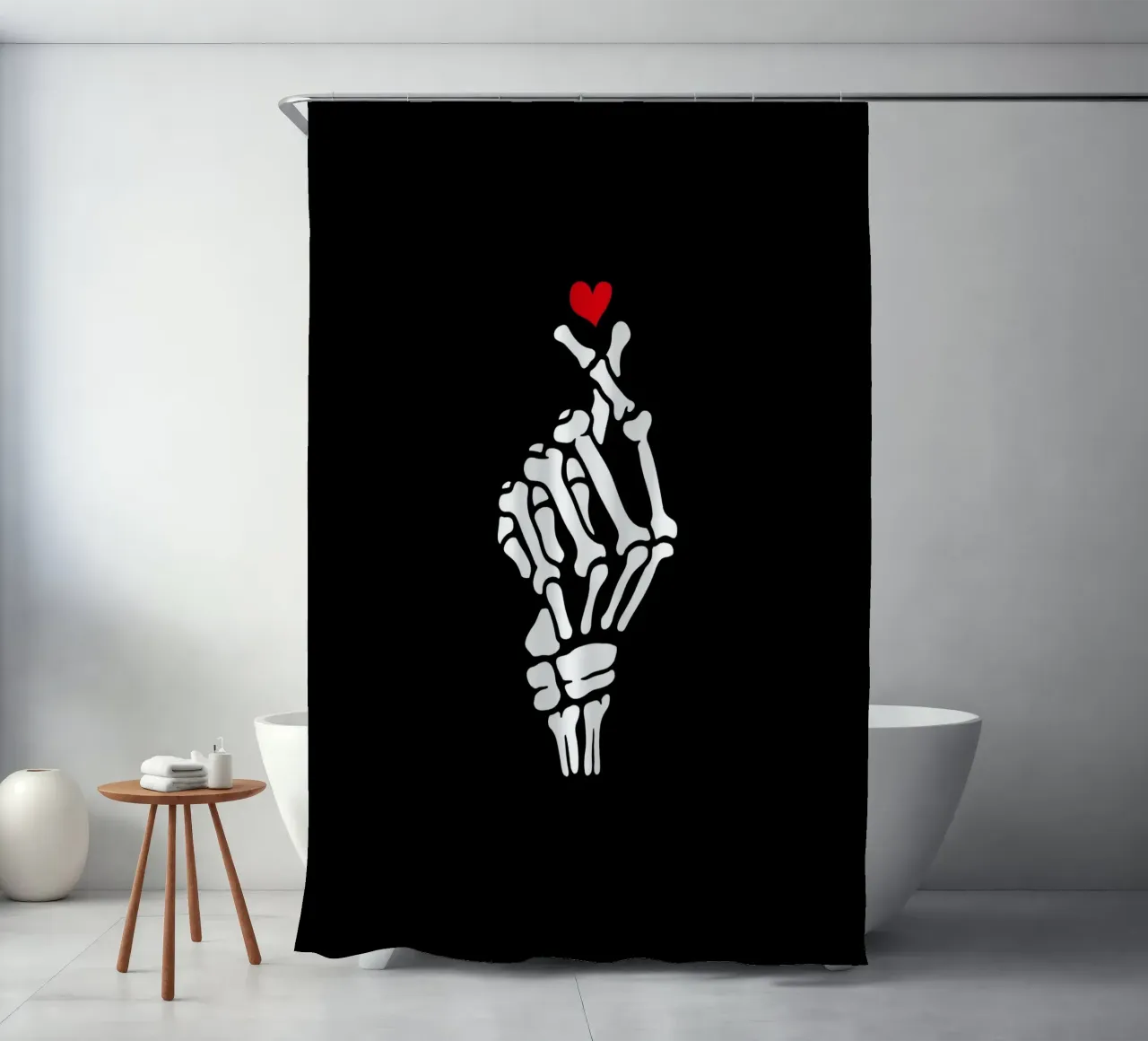 Scheletro cuore mano tenda da doccia da Tobe Fonseca