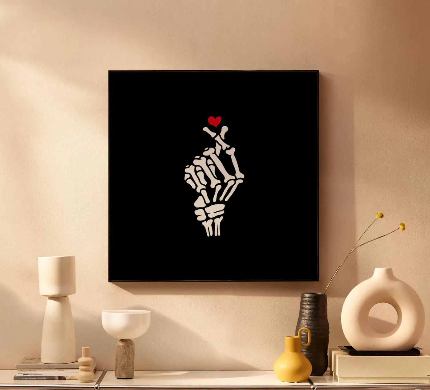Skeleton Heart Hand plexiglass da Tobe Fonseca