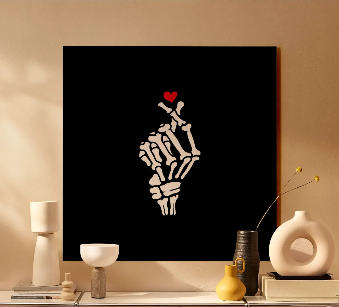 Scheletro cuore mano plexiglass da Tobe Fonseca