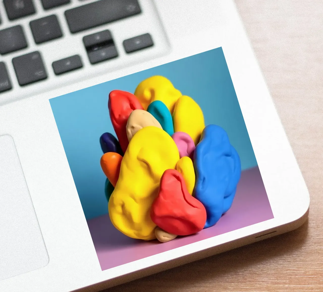 Colorful abstract sculpture made of play dough sticker by DesignDoodle