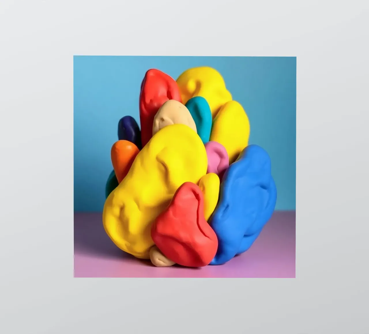 Colorful abstract sculpture made of play dough sticker by DesignDoodle