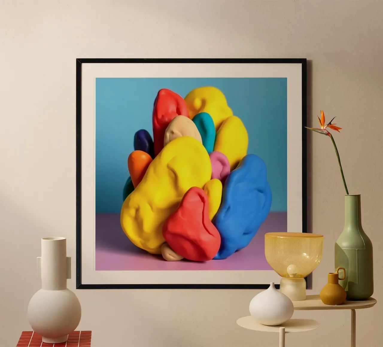 Colorful abstract sculpture made of play dough hahnemühle by DesignDoodle