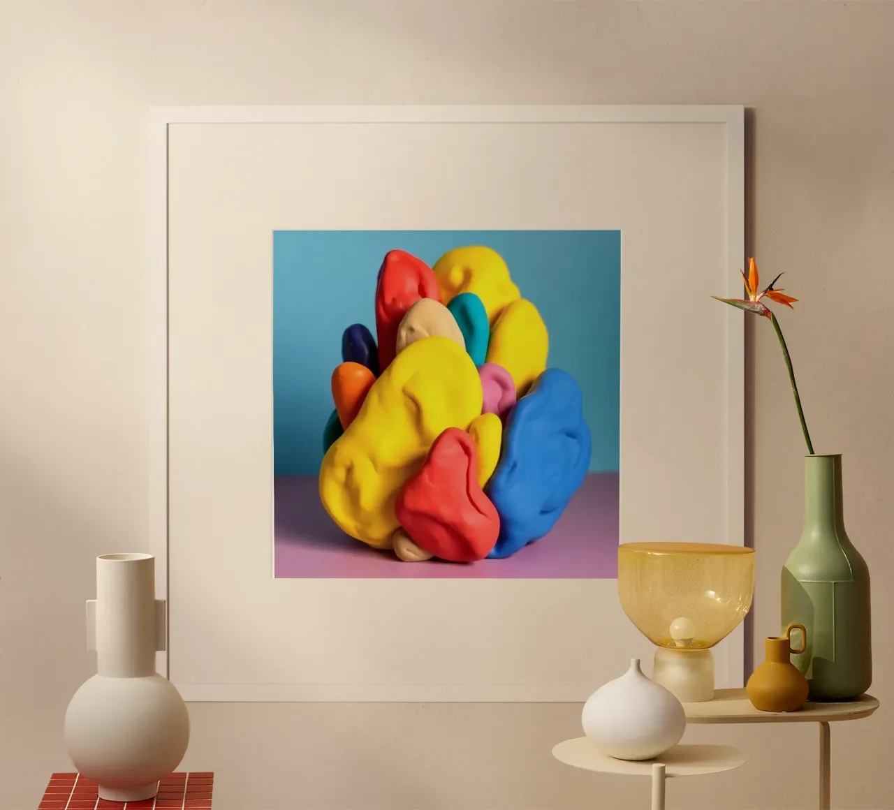 Colorful abstract sculpture made of play dough hahnemühle by DesignDoodle