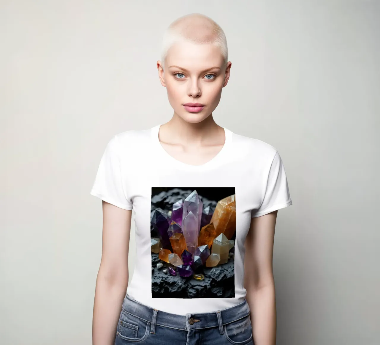 Cristalli colorati su una base di pietra nera t-shirt da donna da DesignDoodle