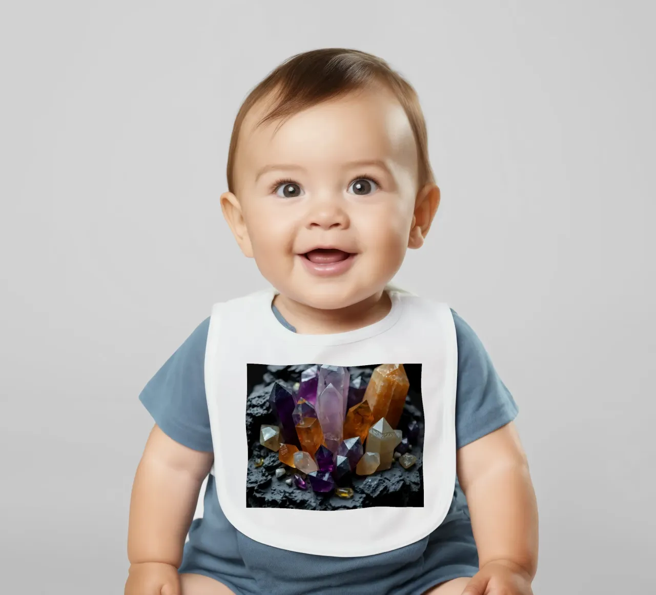 Cristalli colorati su una base di pietra nera bavaglino da DesignDoodle