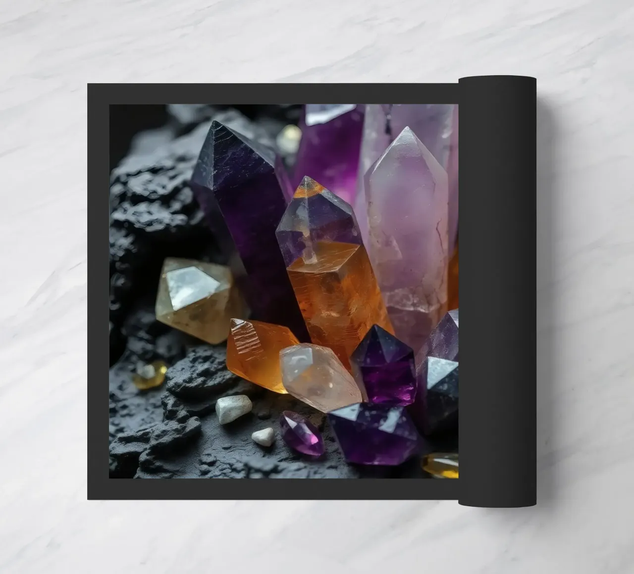 Cristalli colorati su una base di pietra nera zerbino da DesignDoodle