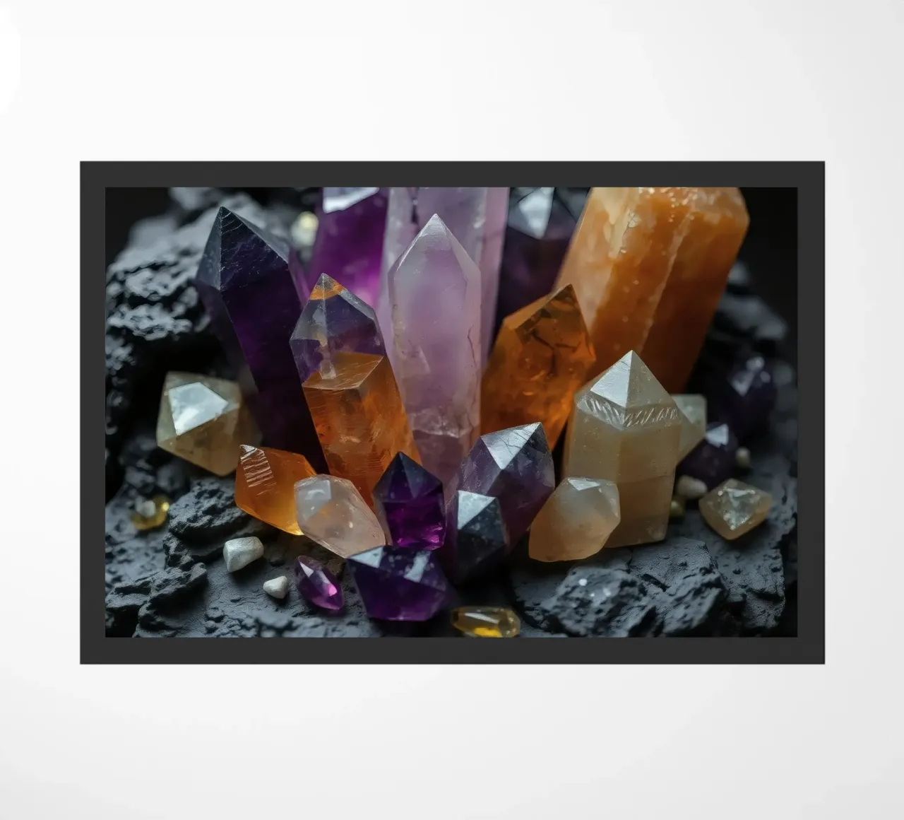 Cristalli colorati su una base di pietra nera zerbino da DesignDoodle