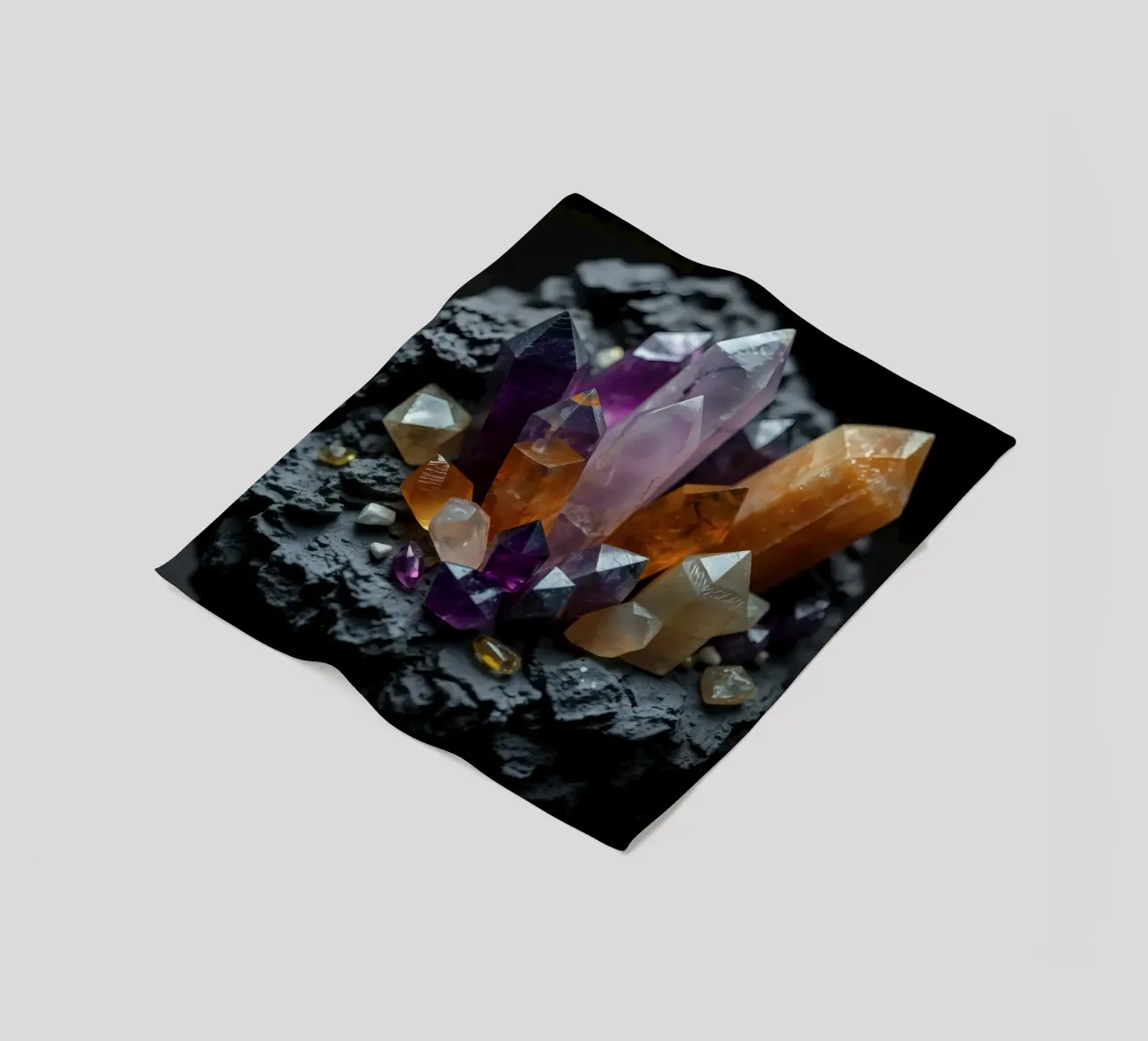 Cristalli colorati su una base di pietra nera coperta in pile da DesignDoodle