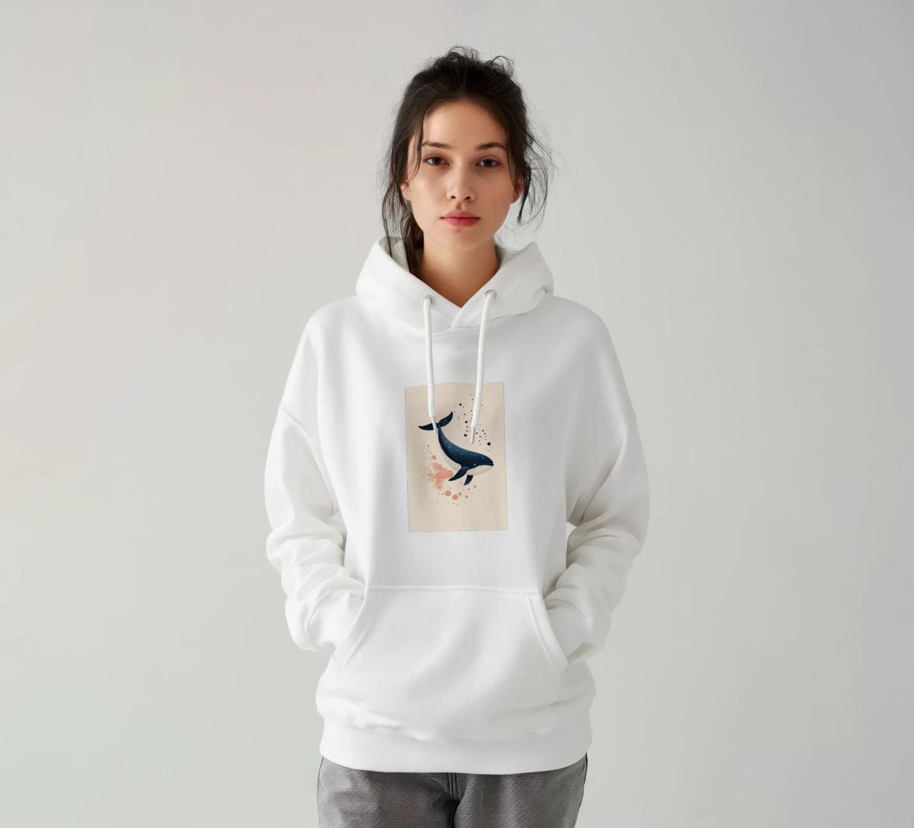 Balena in alto mare felpa con cappuccio da DreamPixel