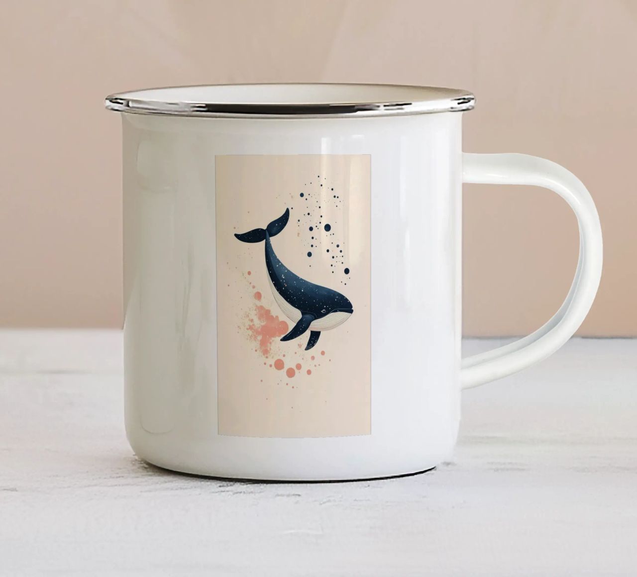 Balena in alto mare tazza in smalto da DreamPixel
