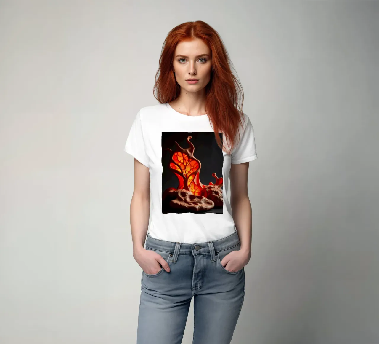 Unique handcrafted ceramic lamp with organic design and warm t-shirt by DesignDoodle