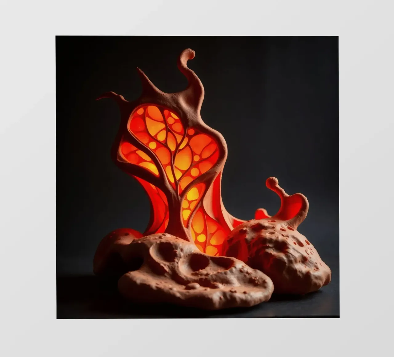 Lampada in ceramica artigianale unica nel suo genere, con design organico e caldo pellicola backlit da DesignDoodle