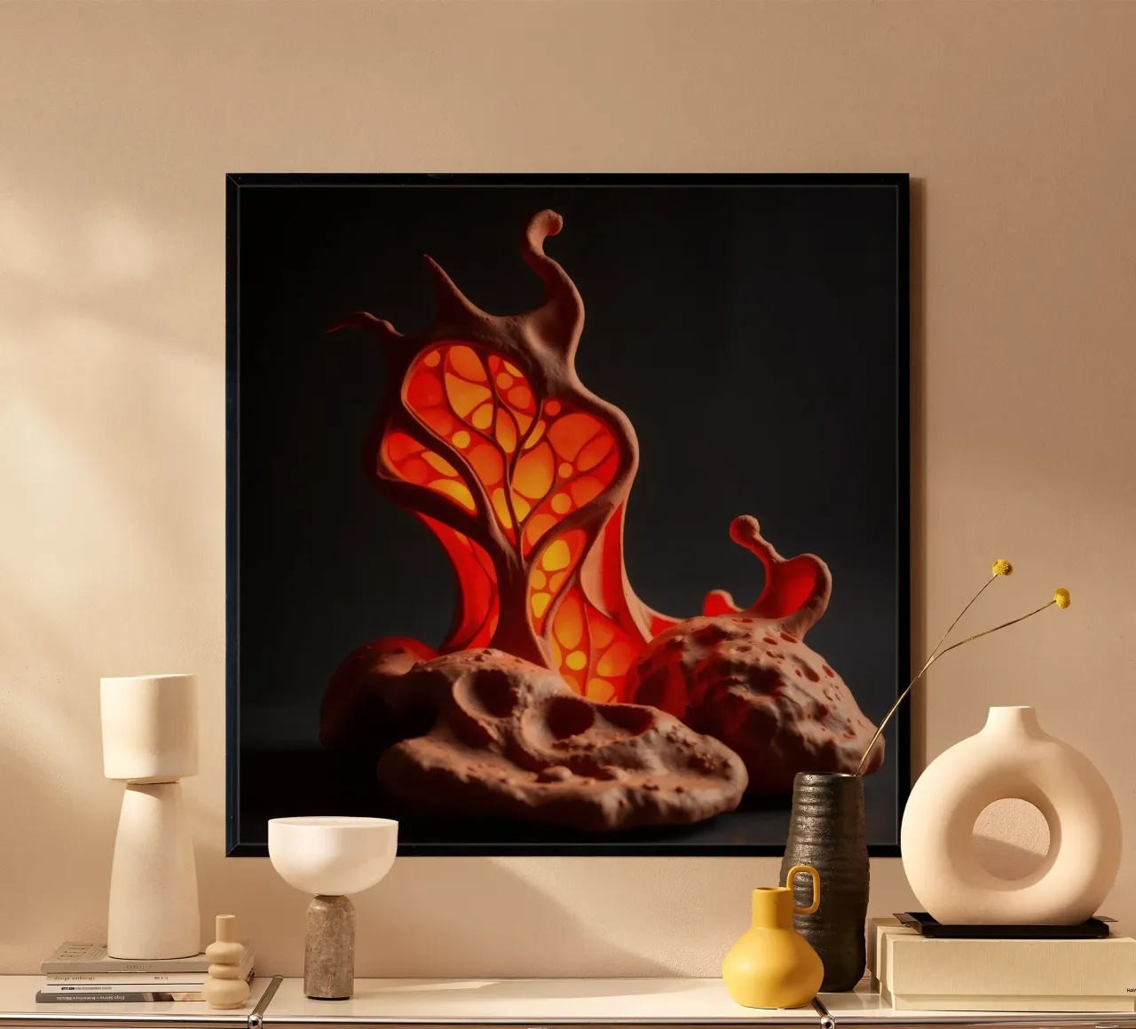 Lampe unique en céramique fabriquée à la main, au design organique et à l'aspect chaleureux. hahnemühle de DesignDoodle