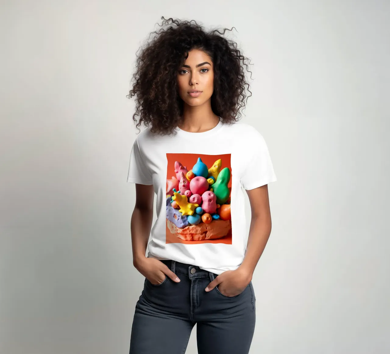 Assortimento colorato di forme e personaggi giocosi t-shirt da DesignDoodle