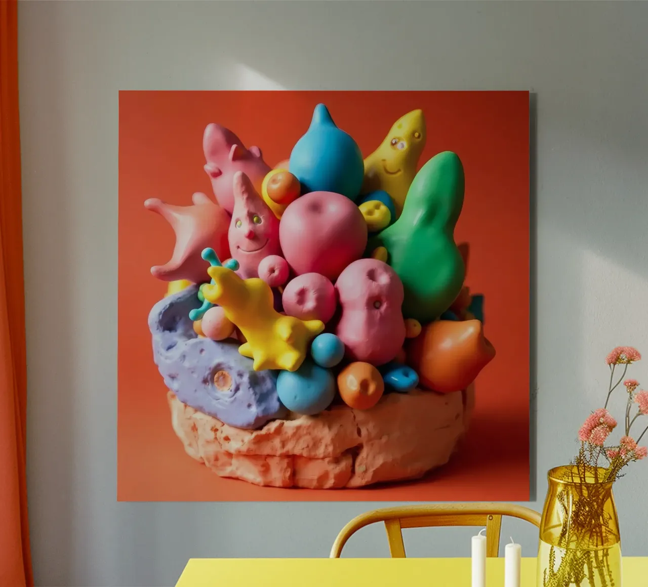 Assortimento colorato di forme e personaggi giocosi alluminio dibond da DesignDoodle
