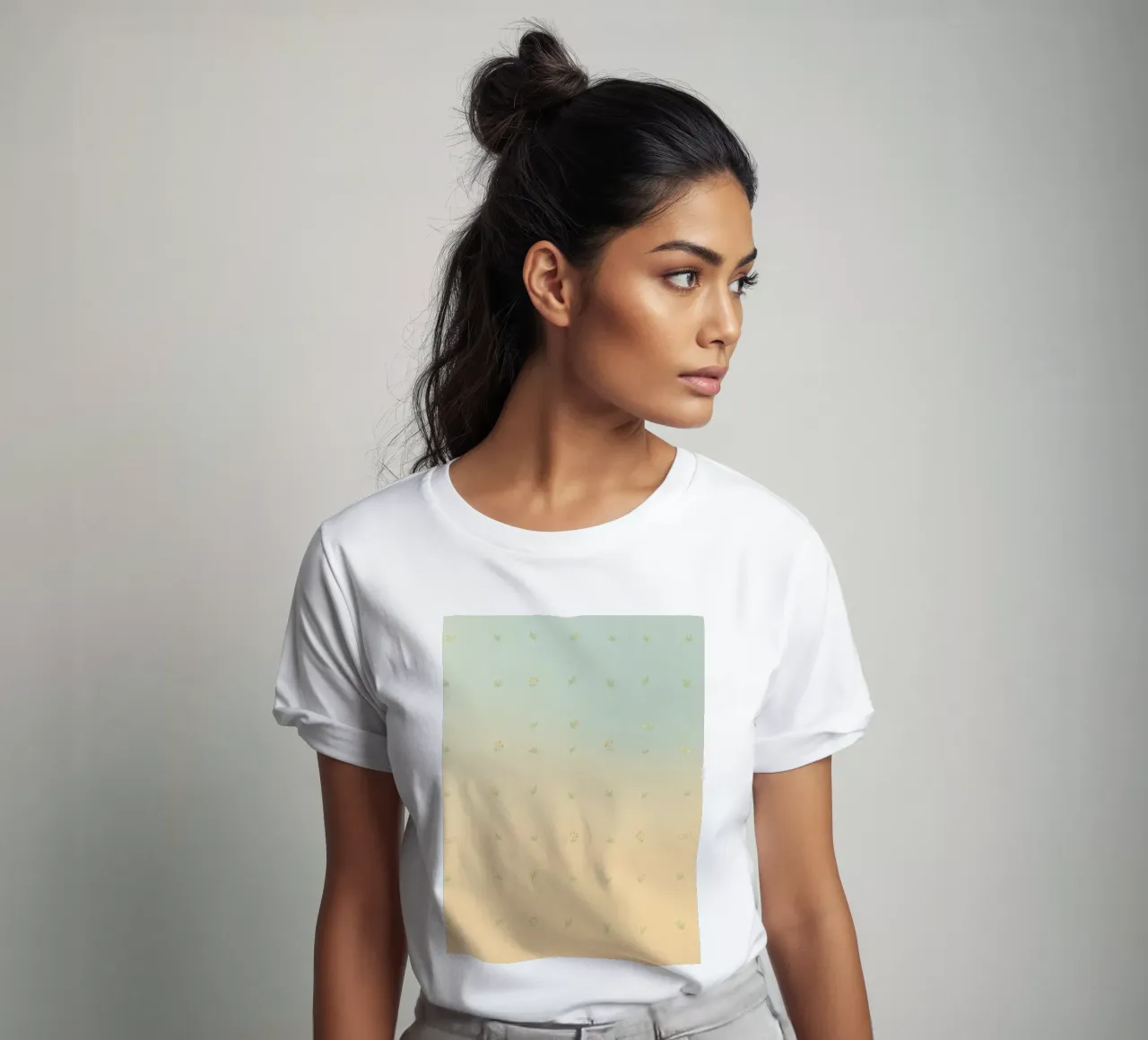 Softly colored background with delicate floral patterns t-shirt by DesignDoodle