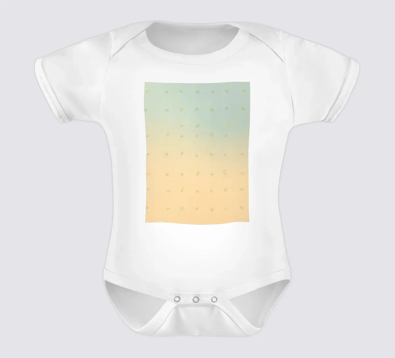 Softly colored background with delicate floral patterns short-sleeve baby romper by DesignDoodle