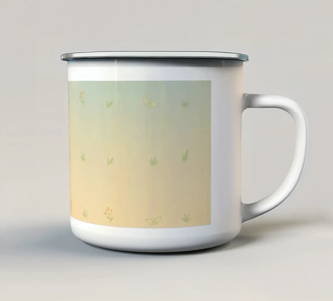Softly colored background with delicate floral patterns enamel mug by DesignDoodle