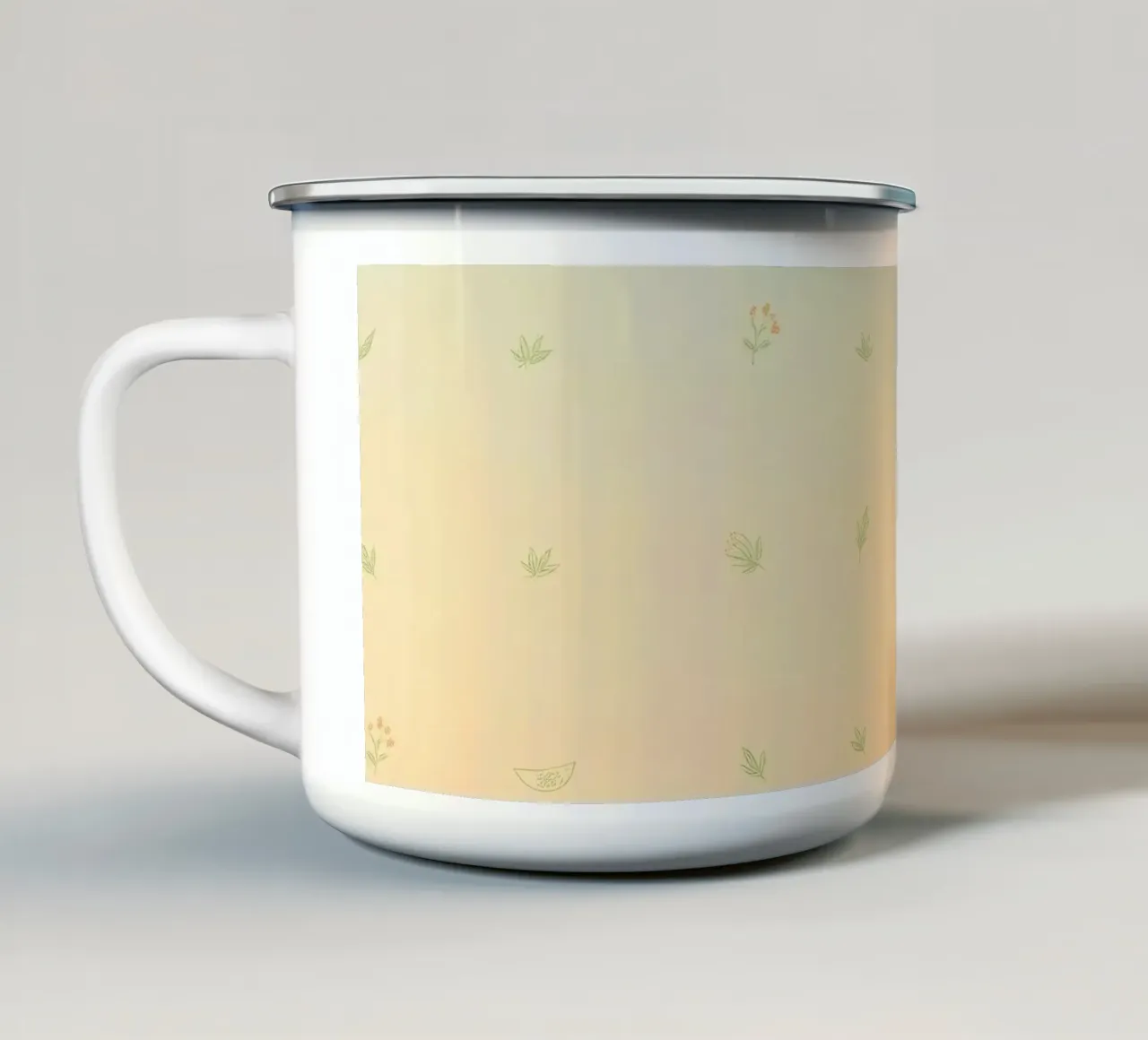 Softly colored background with delicate floral patterns enamel mug by DesignDoodle