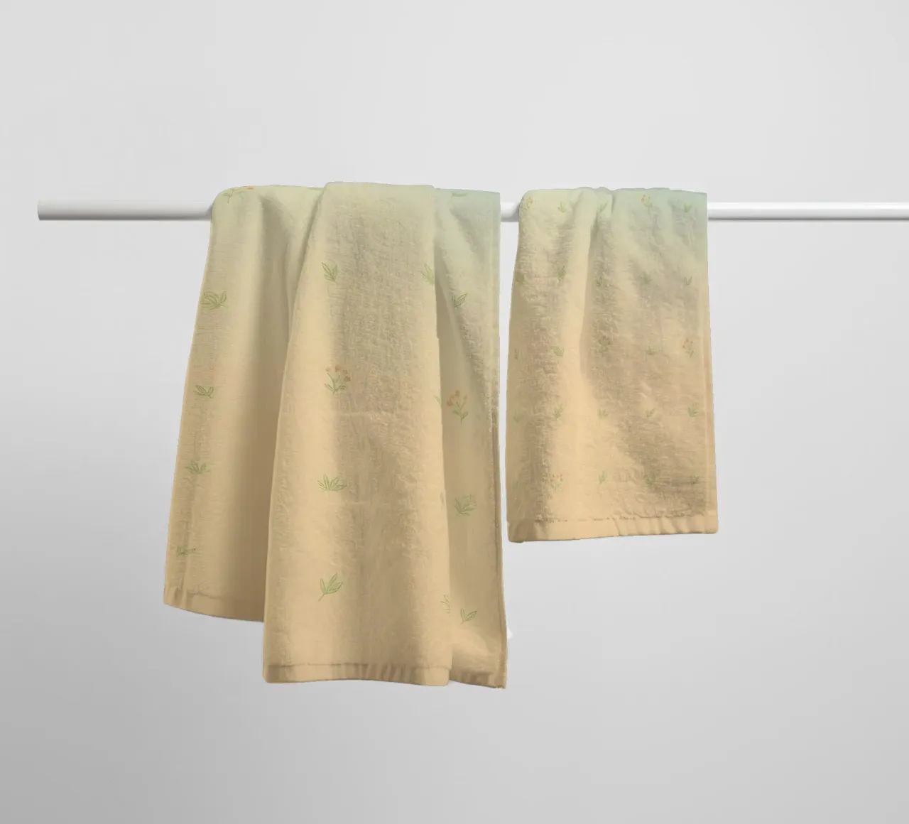 Softly colored background with delicate floral patterns towel by DesignDoodle