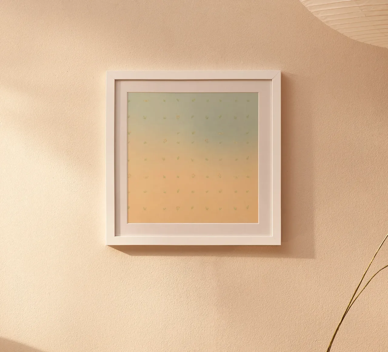 Softly colored background with delicate floral patterns poster with wooden frame by DesignDoodle