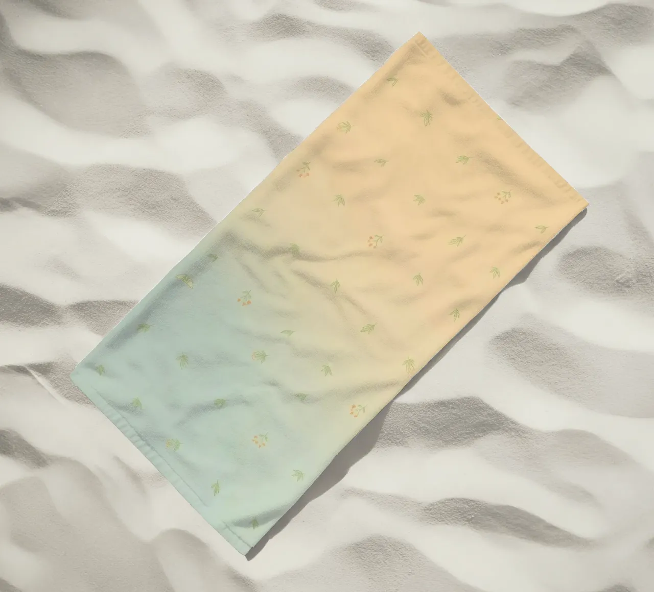 Softly colored background with delicate floral patterns beach towel by DesignDoodle