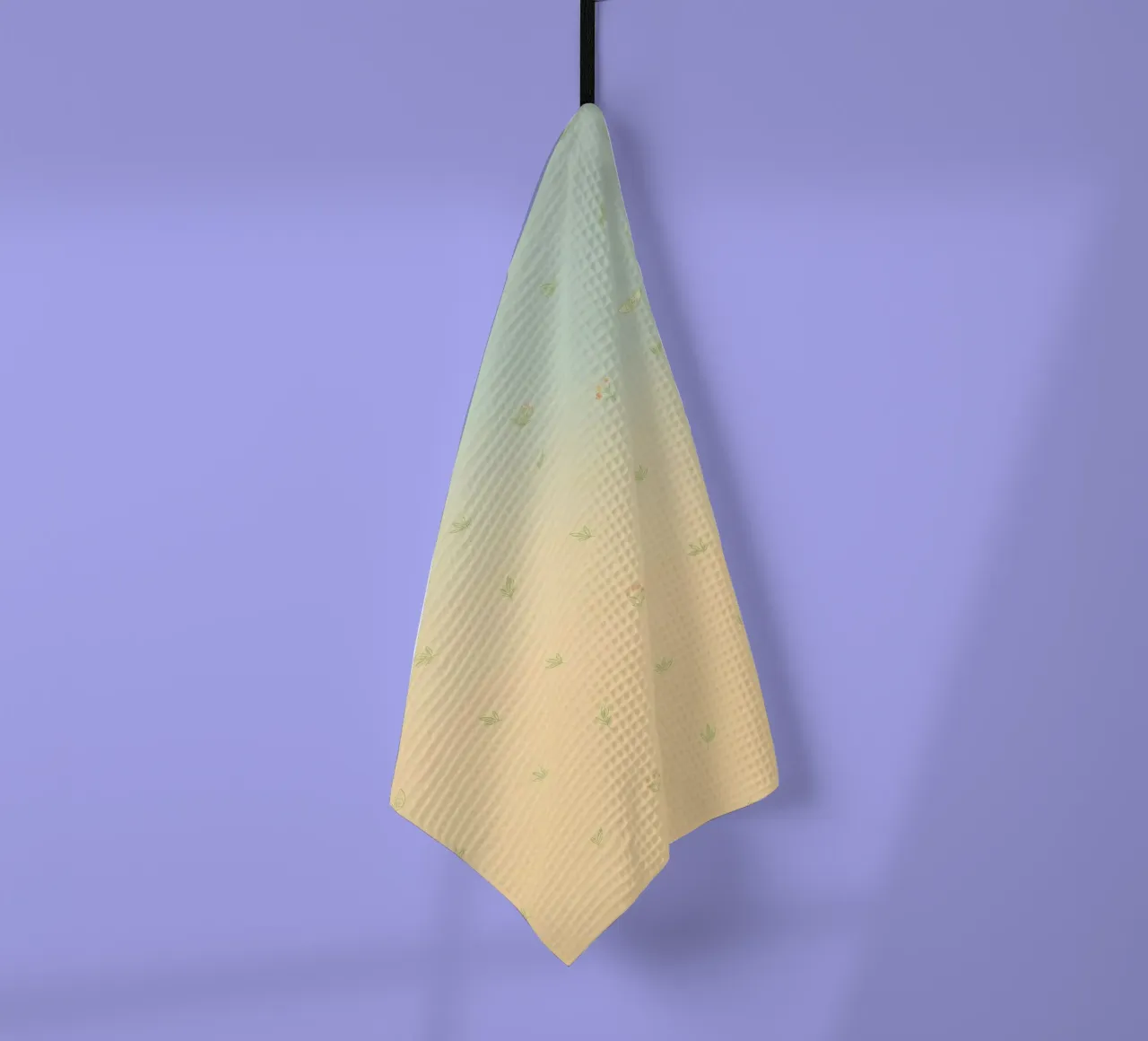 Softly colored background with delicate floral patterns tea towel by DesignDoodle