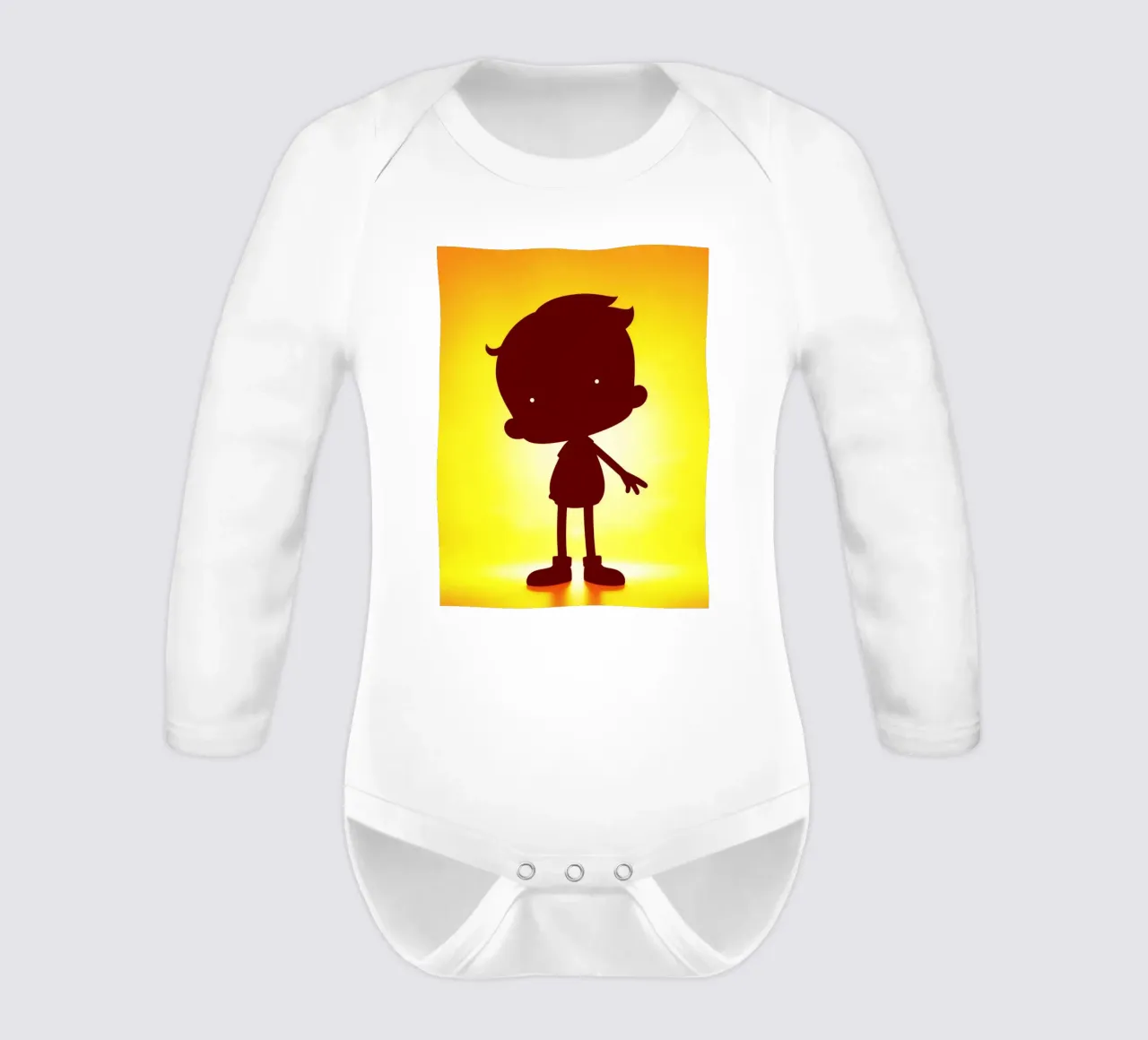 Silhouette of a child playful gestures long-sleeve baby romper by DesignDoodle