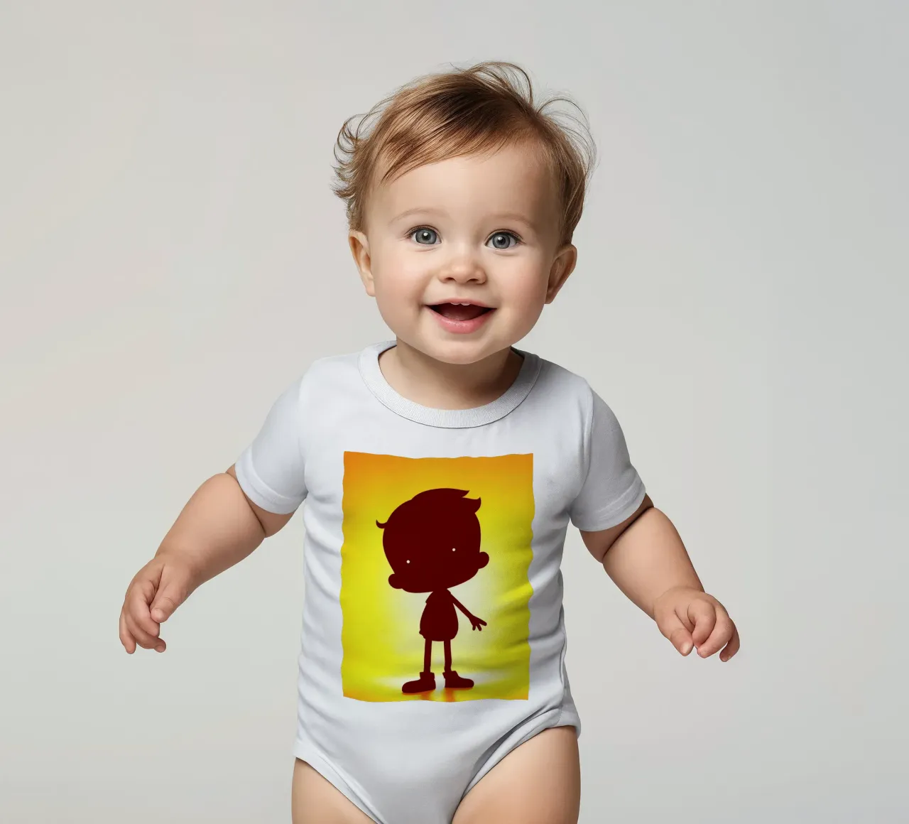 Silhouette di un bambino che fa gesti giocosi body neonato maniche corte da DesignDoodle