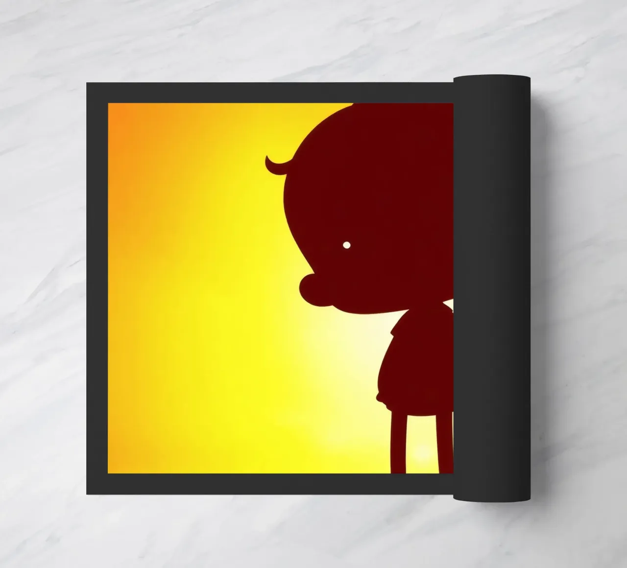 Silhouette di un bambino che fa gesti giocosi zerbino da DesignDoodle