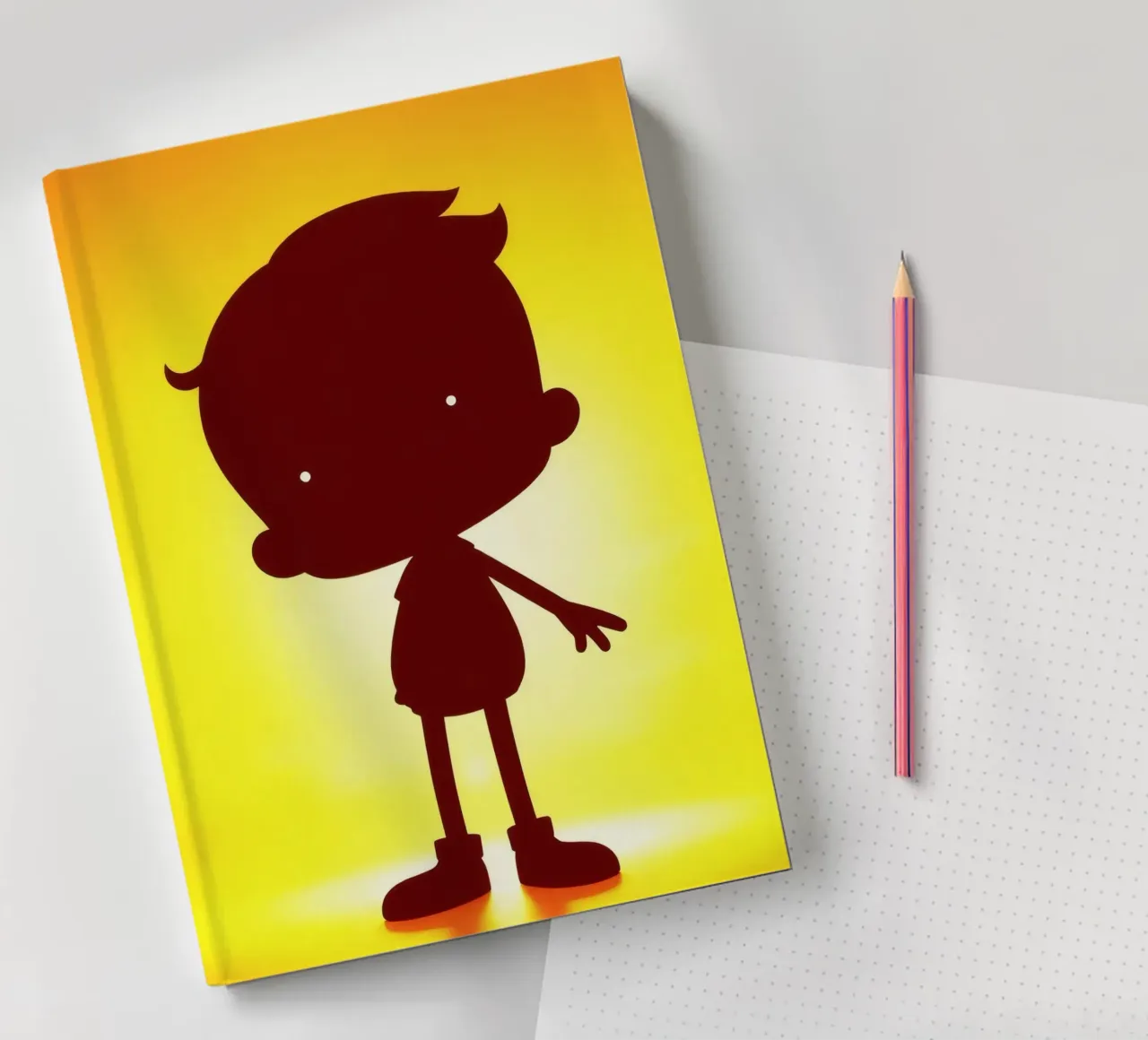Silhouette of a child playful gestures notebook by DesignDoodle