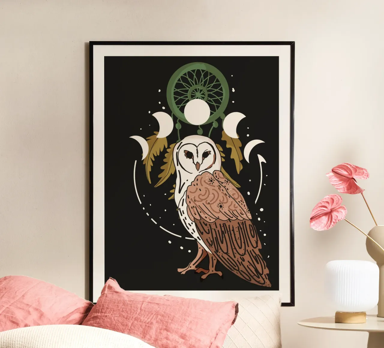 Gufo acchiappasogni notturno carta hahnemühle da Mitalim Designs