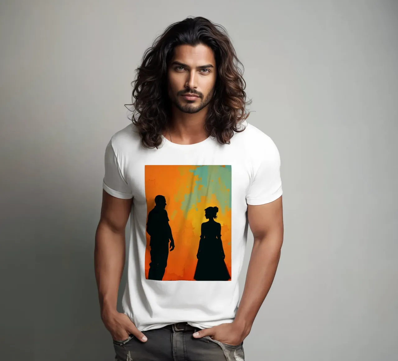 Coppia di sposi in un tramonto dai colori caldi e vivaci t-shirt da DesignDoodle