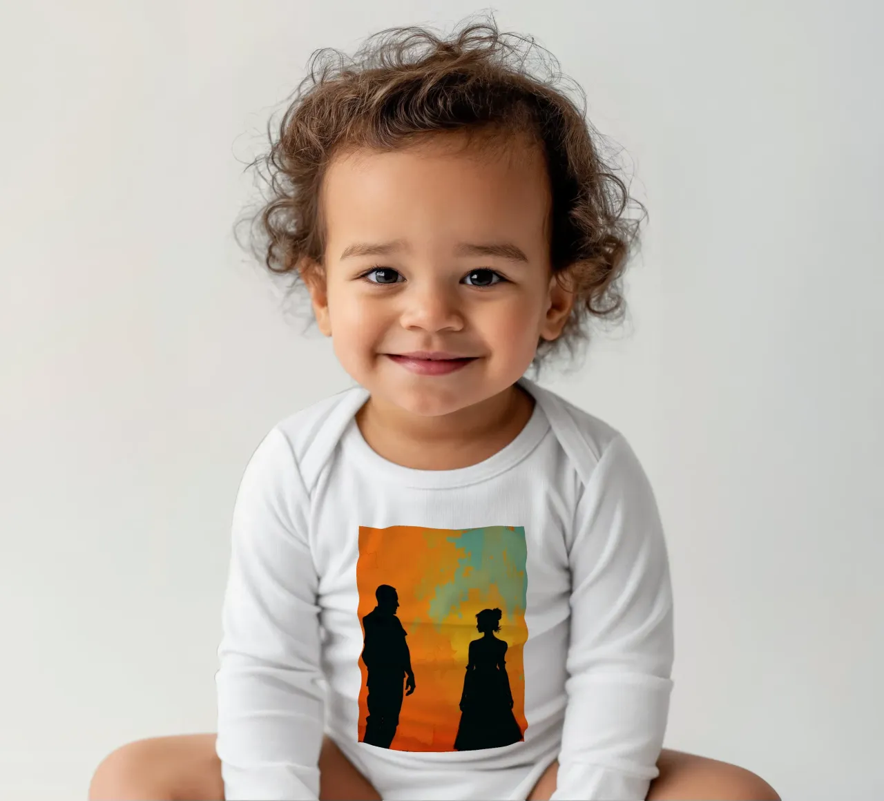 Coppia di sposi in un tramonto dai colori caldi e vivaci body neonato maniche lunghe da DesignDoodle