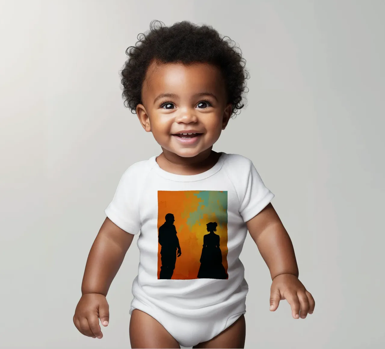 Coppia di sposi in un tramonto dai colori caldi e vivaci body neonato maniche corte da DesignDoodle