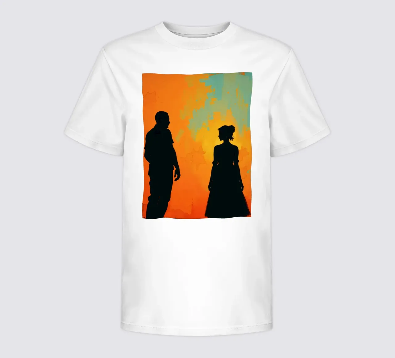 Coppia di sposi in un tramonto dai colori caldi e vivaci t-shirt bambini da DesignDoodle