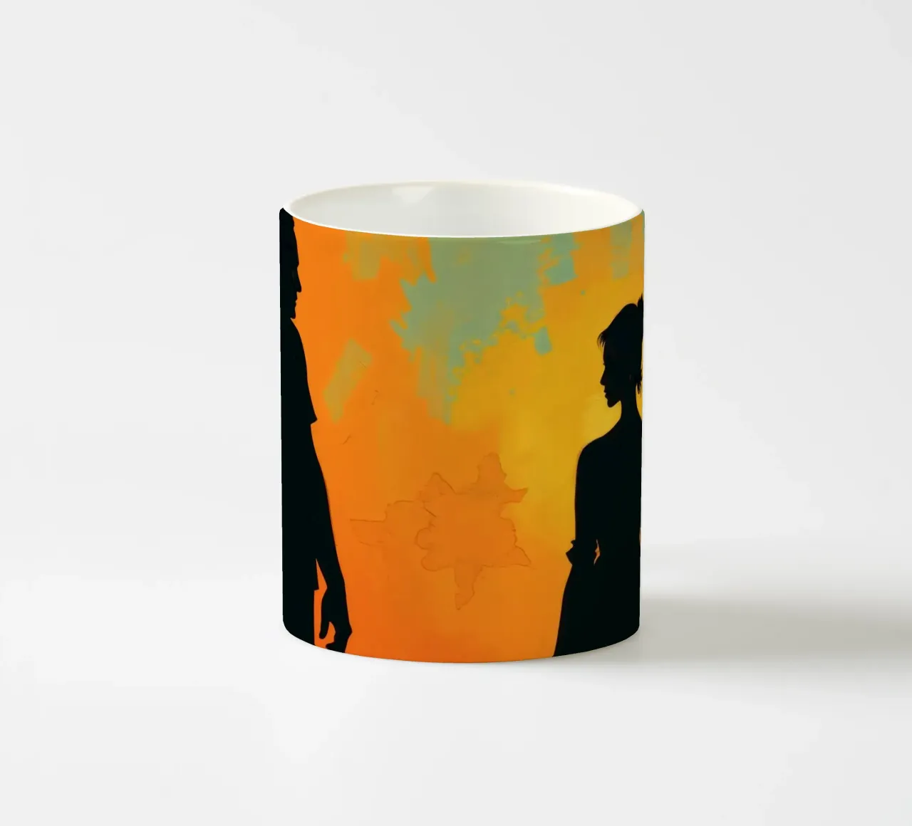 Coppia di sposi in un tramonto dai colori caldi e vivaci tazza in ceramica da DesignDoodle