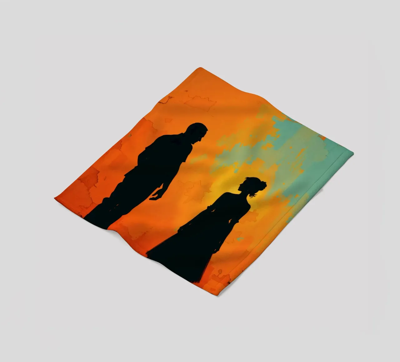 Coppia di sposi in un tramonto dai colori caldi e vivaci coperta in pile da DesignDoodle
