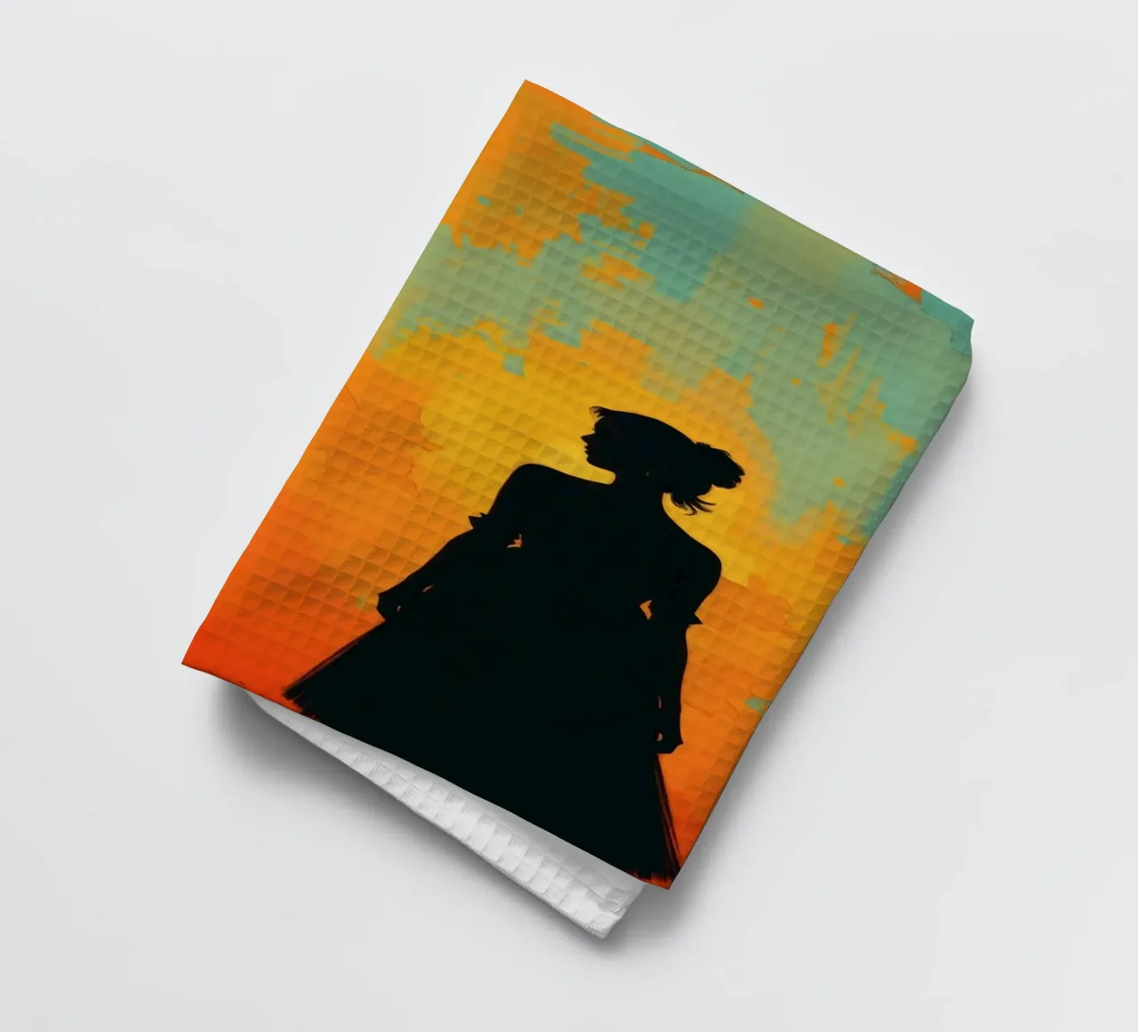 Coppia di sposi in un tramonto dai colori caldi e vivaci canovaccio da cucina da DesignDoodle